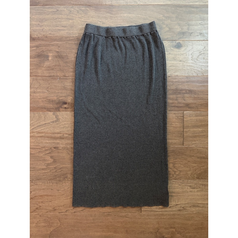Wishlist Charcoal Gray Ribbed Knit Midi Skirt Elastic‎ Waist Size S/M